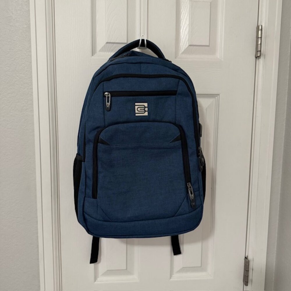 Bruno Cavalli Blue Travel Backpack with USB Charging Private Compartment